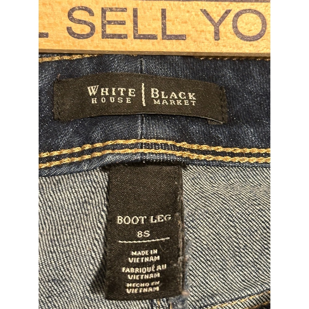 White House Black Market Boot Leg Jeans Dark Wash Blue Denim 8S Short Rise - Picture 4 of 8